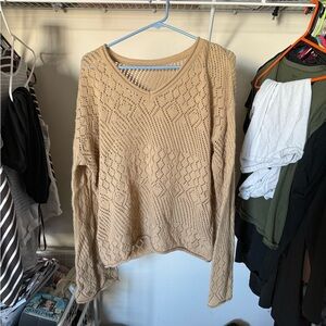 SHEIN Women's Beige V-Neck Sweater